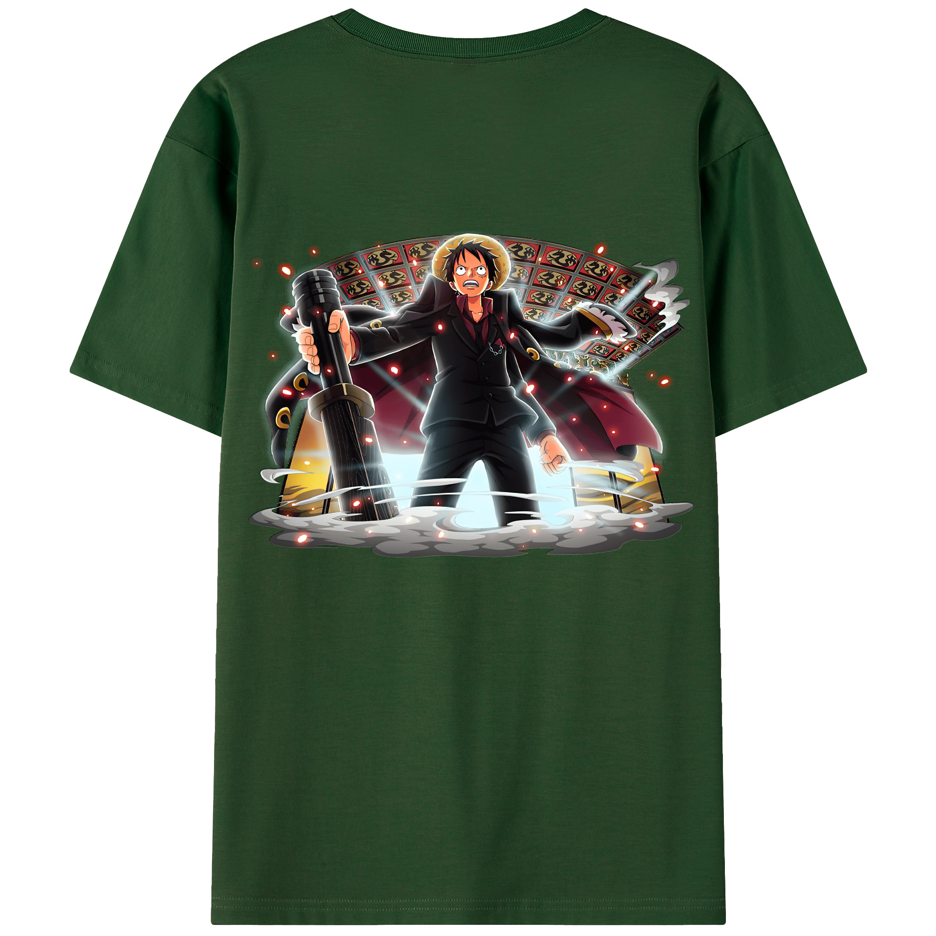 ワンピース モンキー・D・ルフィ ONE PIECE Monkey D. Luffy 綿100％半袖Tシャツ（背面プリント）